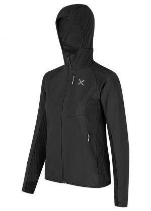 MONTURA - Maglia antivento full zip capuccio Peak - Nero